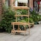 Vintiquewise Solid Wood Decor Display Rack Cart Wood Plant Stands, 2 Wheeled Wood Wagon with Shelves QI004293 - alternate 2